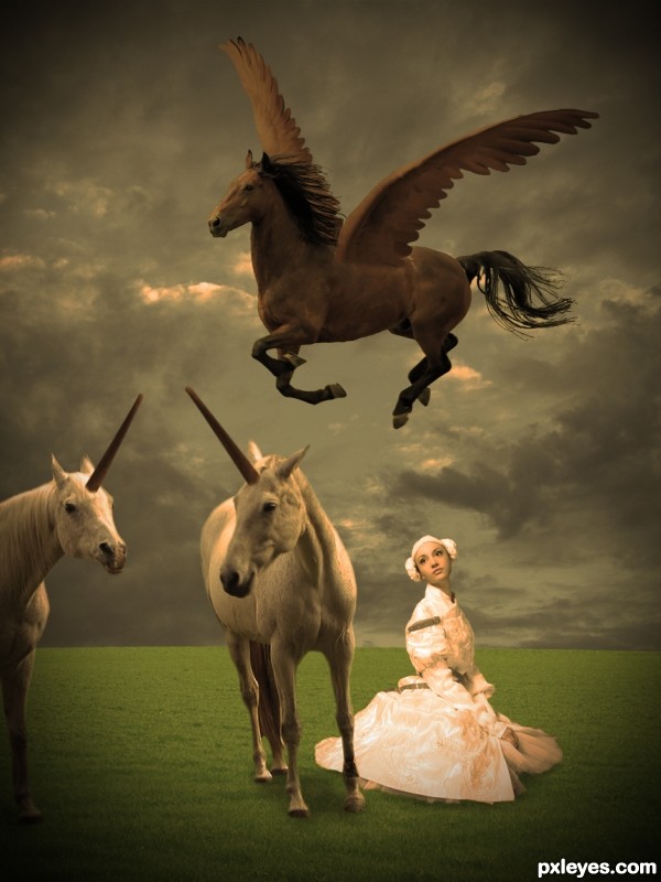 Creation of Pegasus, unicorns and a maiden: Final Result